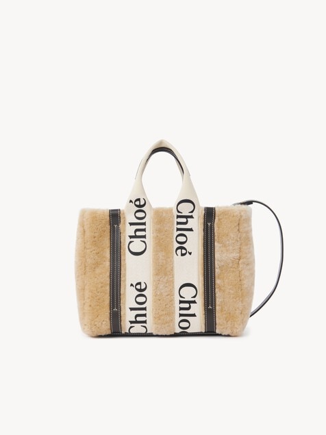 Small Woody tote bag in shearling