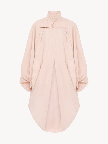 High-neck oversized cape coat in cotton poplin - 2