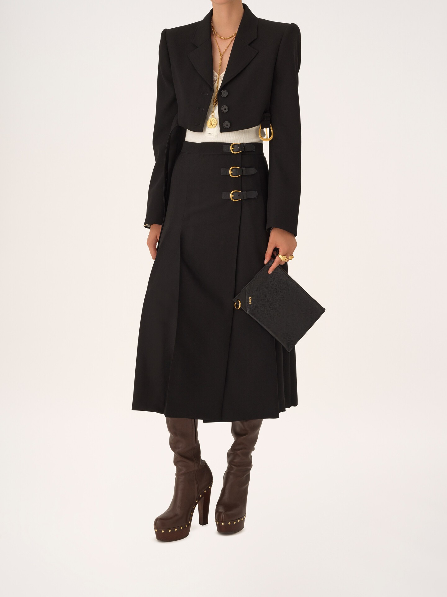 Chlo&eacute; Spin zipped pouch in grained leather - 6