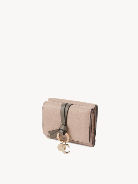 Mini Alphabet tri-fold in grained leather