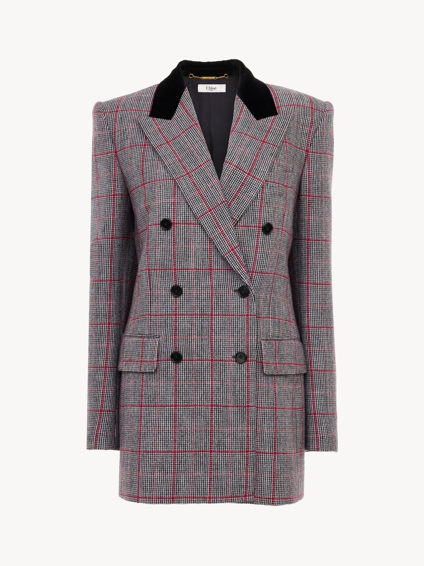 Double-breasted tailored jacket in wool check - 2