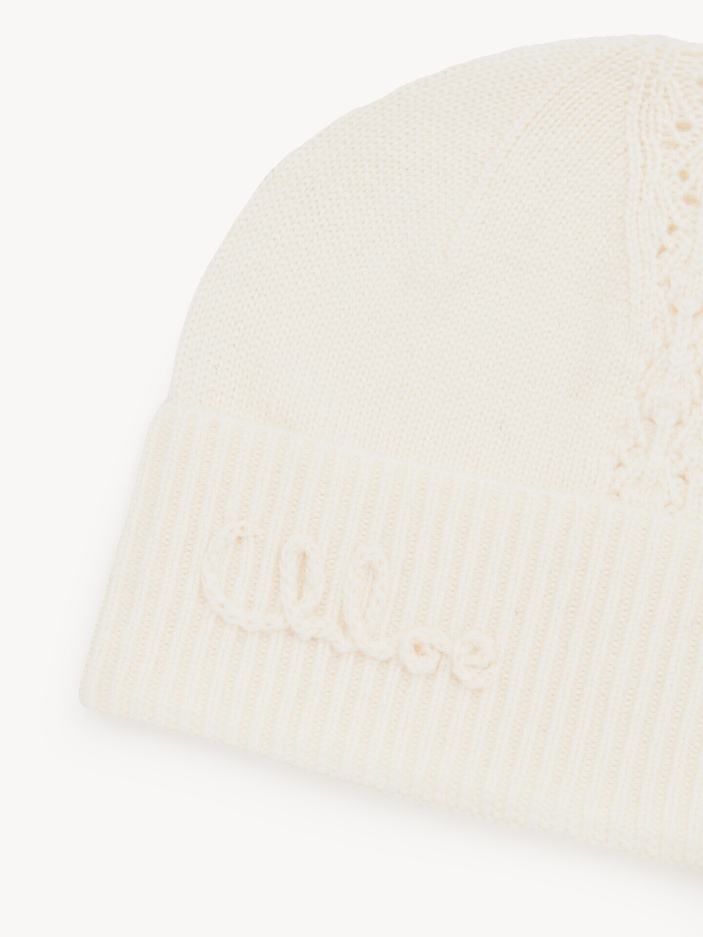 The Chlo&eacute; Lace Knit beanie in wool & lace jacquard - 4