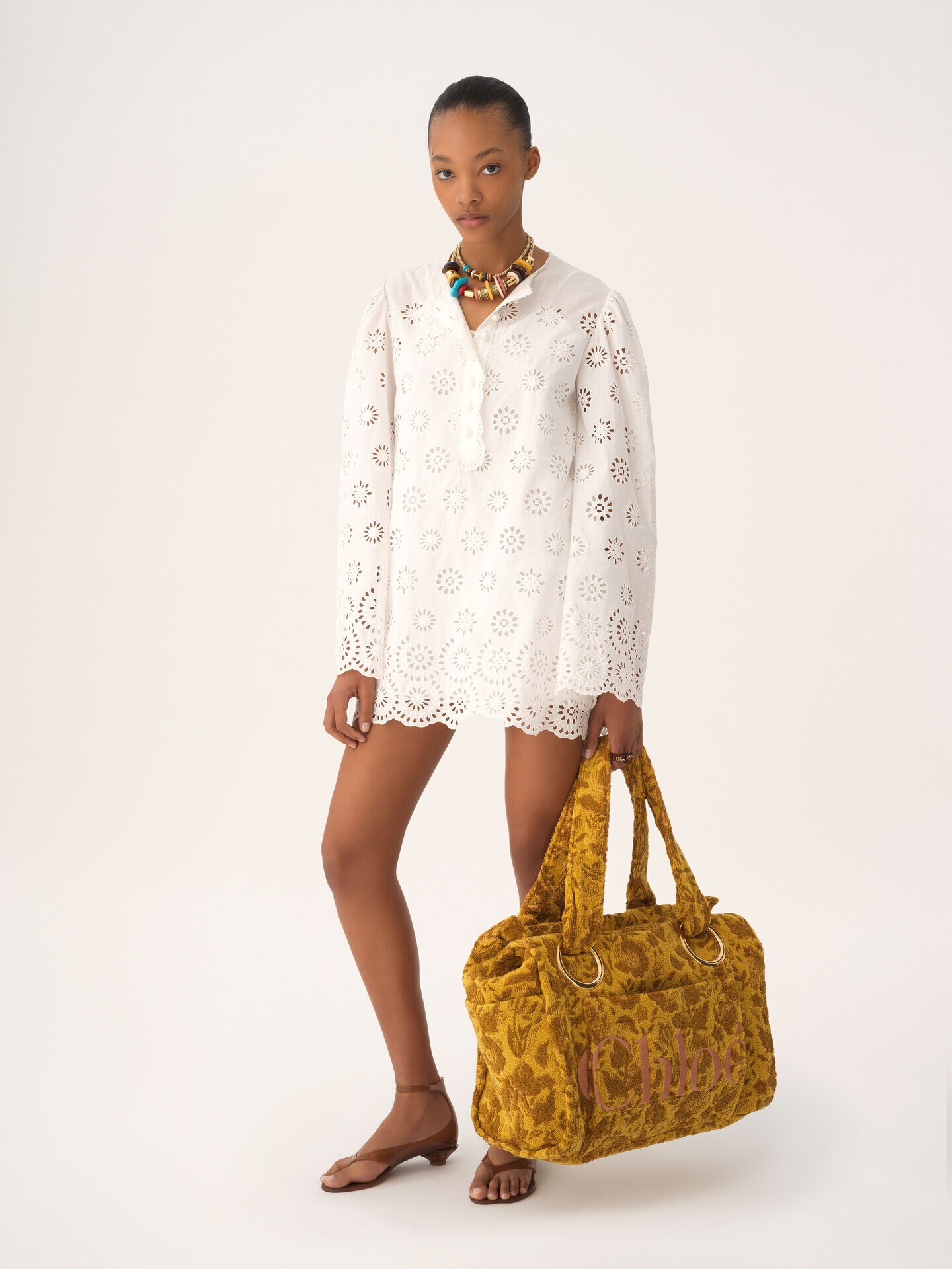 Large Chlo&eacute; Plage tote bag in jacquard terry - 8