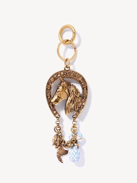 Chlo&eacute; Symbols Horseshoe & Jewels key ring bag charm in brass