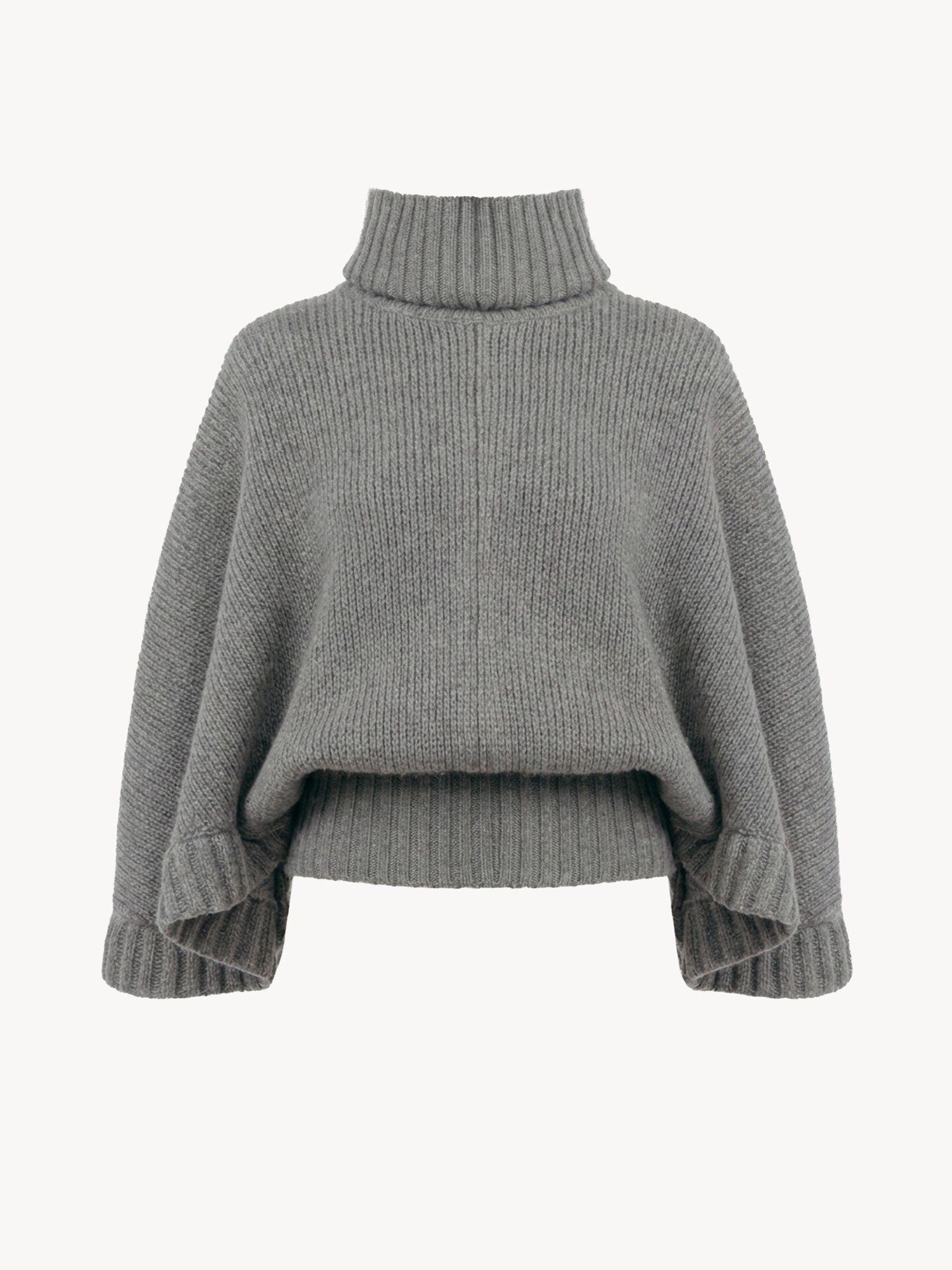 Short turtleneck cape in a wool & cashmere knit - 2.0