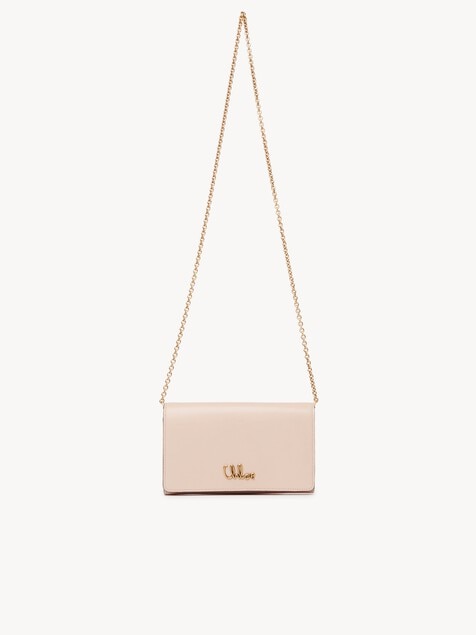 Chlo&eacute; Iconic flap wallet on chain in shiny leather