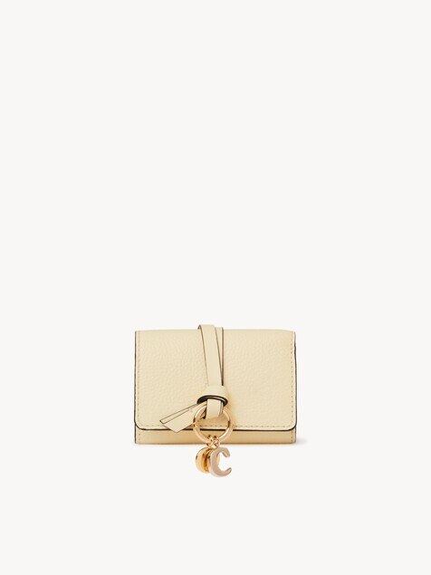 Mini Alphabet tri-fold in grained leather
