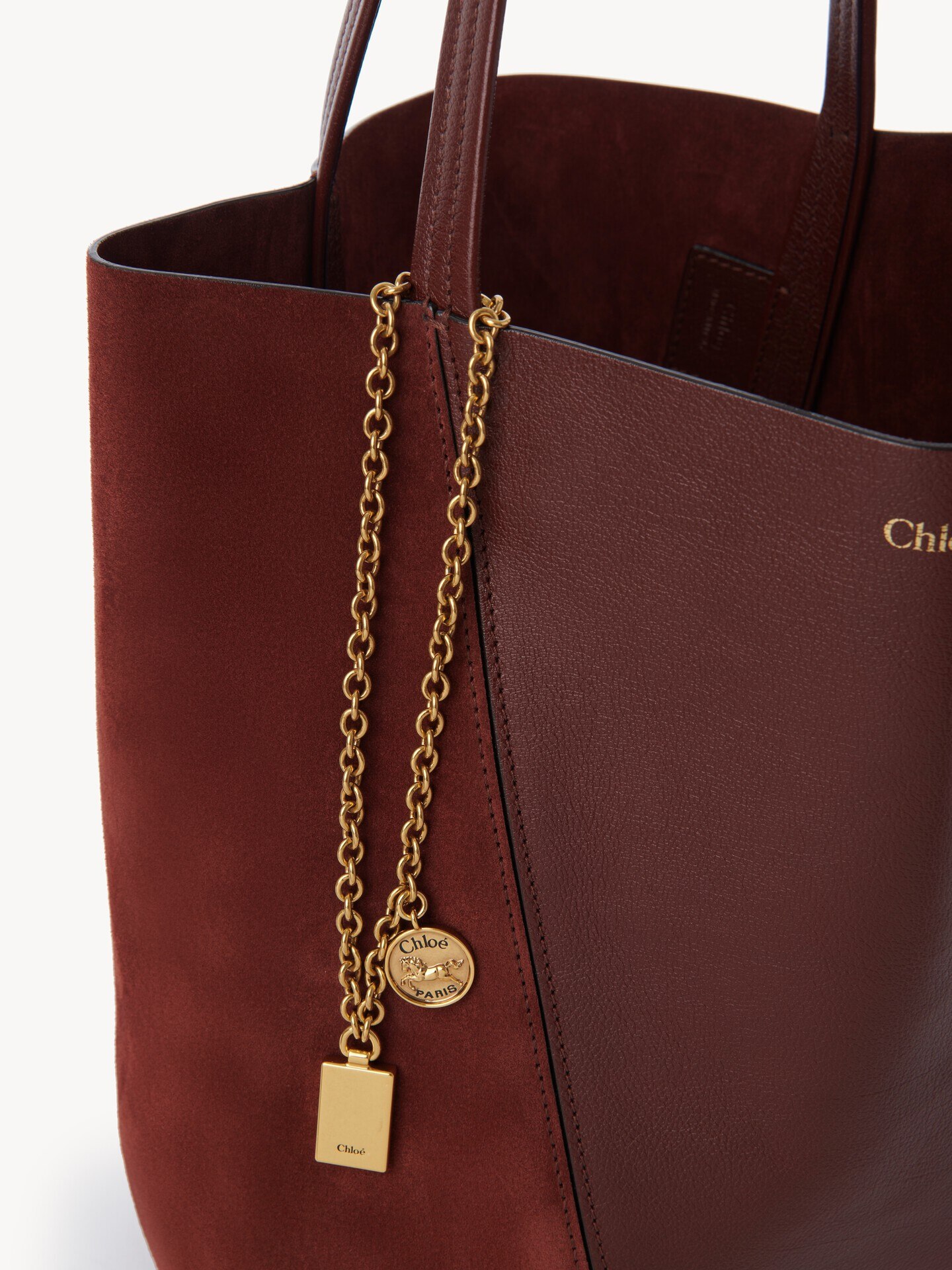 Chlo&eacute; Spin tote bag in grained & suede leather - 6.0