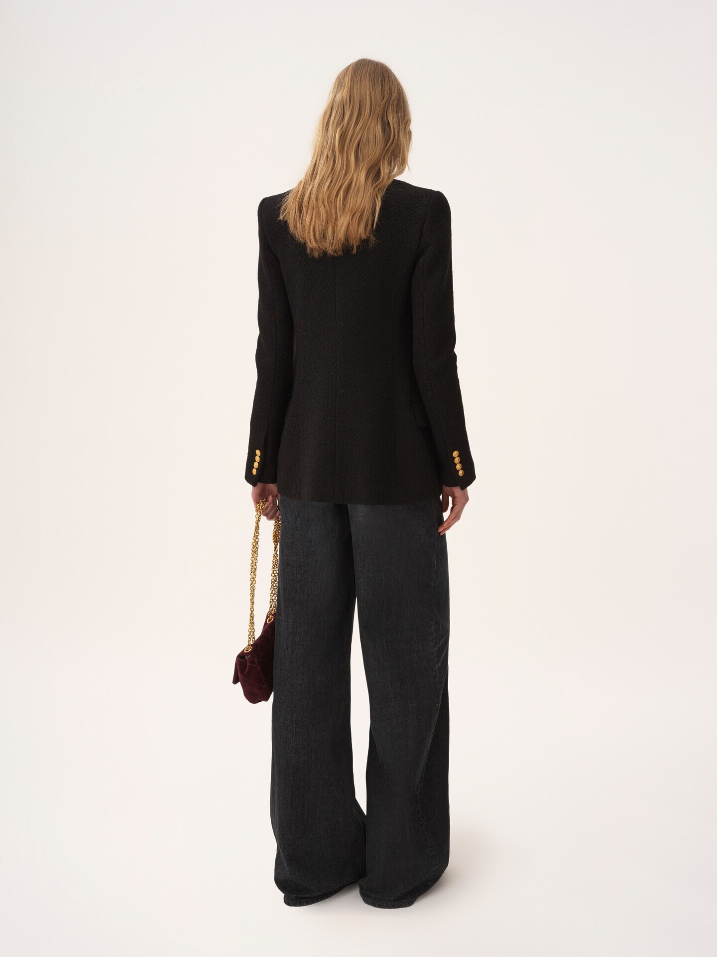 Veste blazer crois&eacute;e en laine boucl&eacute;e - 7