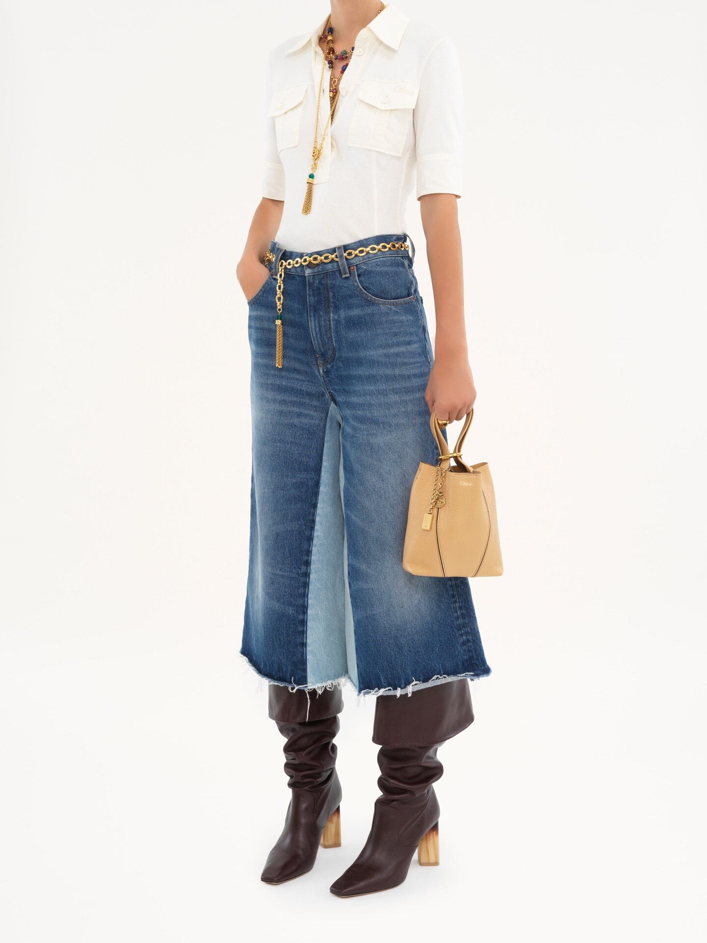 Bolso tote peque&ntilde;o Chlo&eacute; Spin de cuero granulado - 8