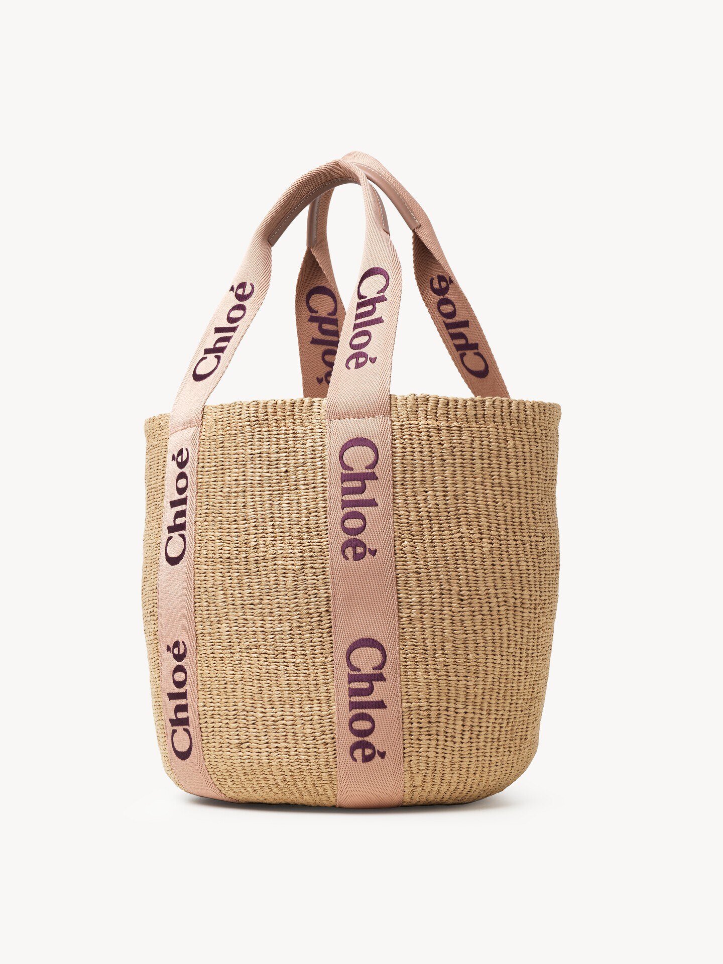 天然繊維を使用したWOODYラージバスケットバッグ ナチュラルファイバー製Woodyラージバスケットバッグ Tan Rose - Chloé