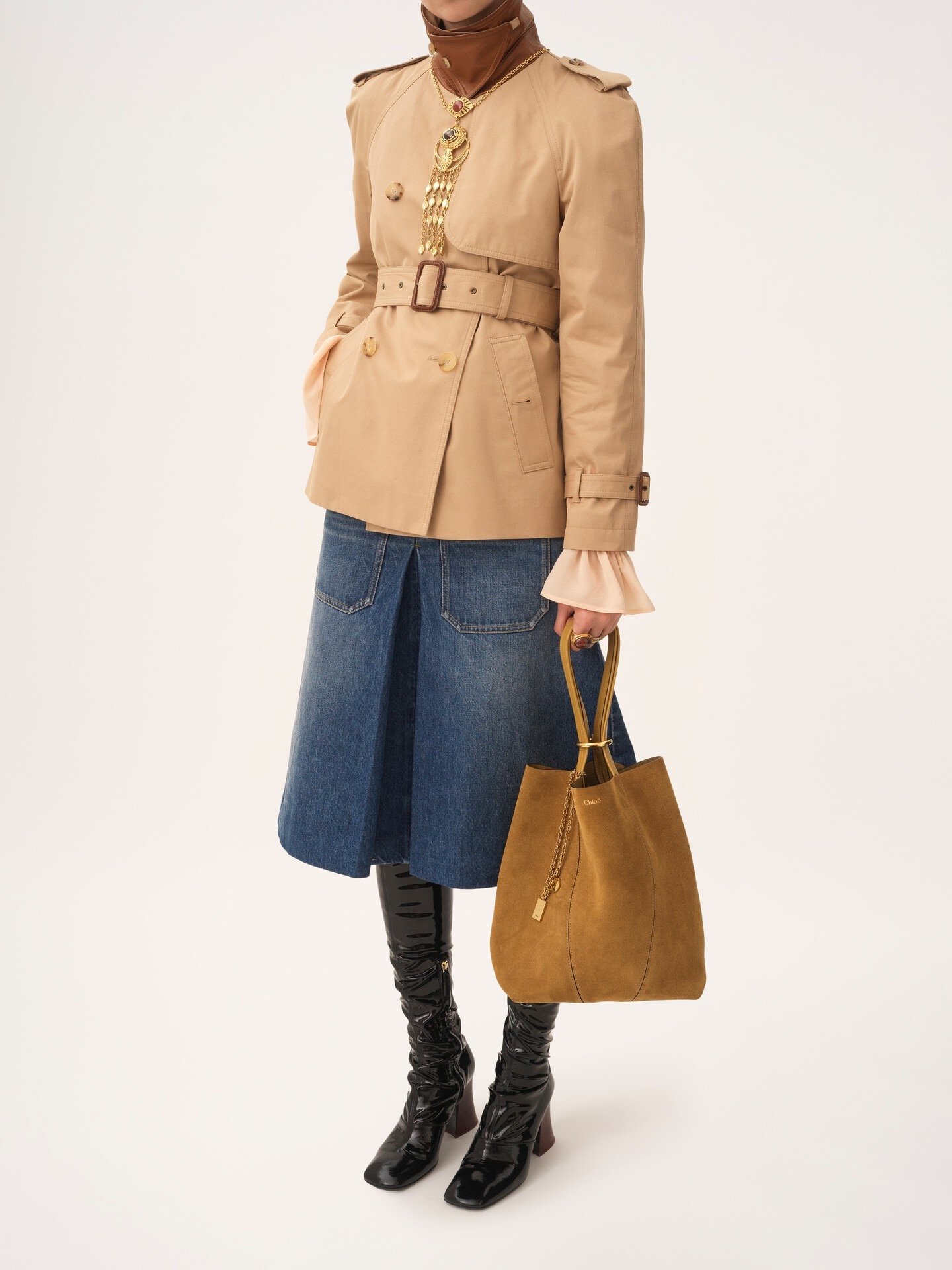 Chlo&eacute; Spin tote bag in suede leather - 7