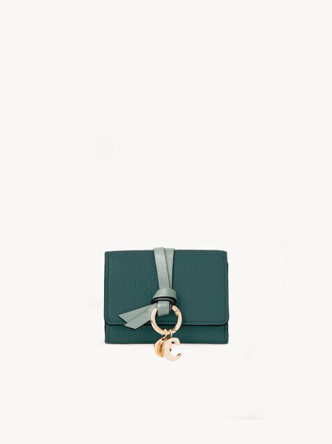 Mini Alphabet tri-fold in grained leather