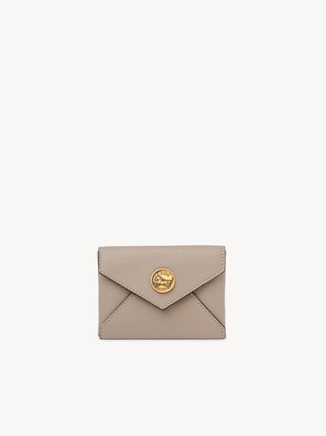 Envelope card holder in grained leather