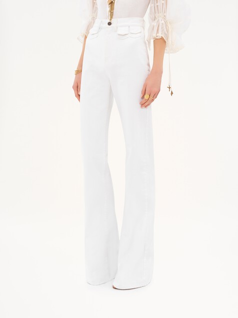 Jean taille haute &eacute;vas&eacute; en denim