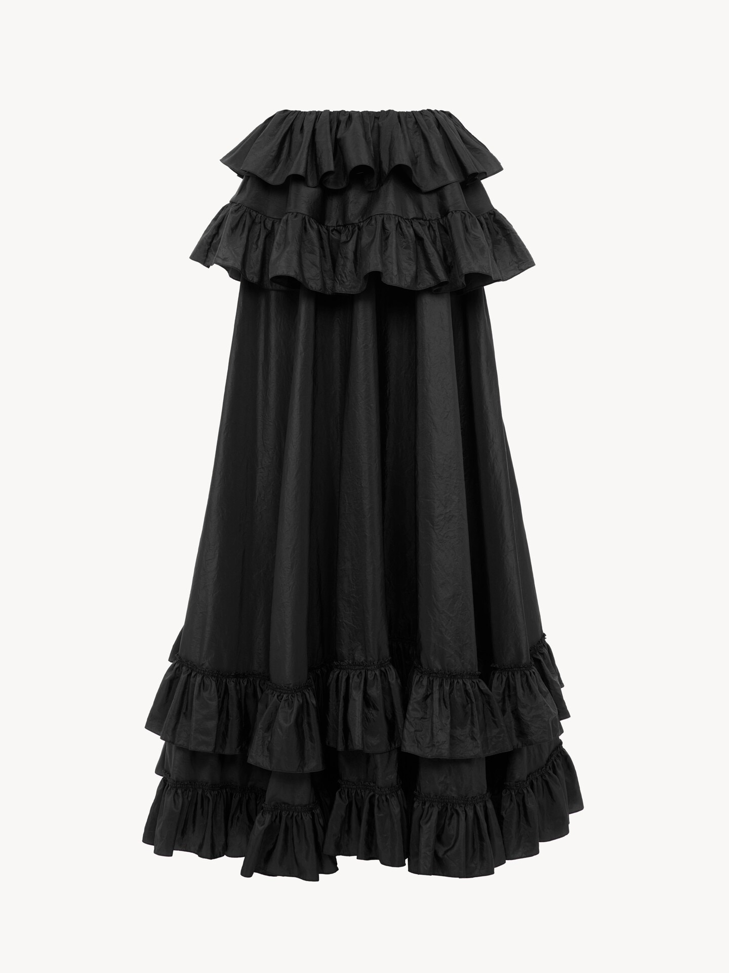 Tiered maxi skirt in washed silk taffeta - 2