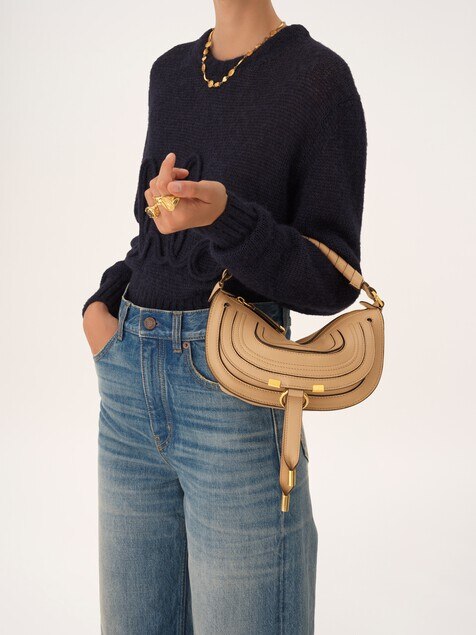 Mini sac port&eacute; &eacute;paule Marcie en cuir lisse