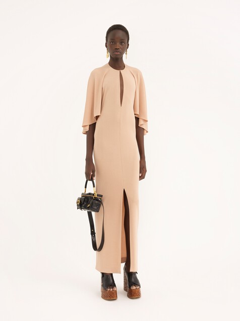 Long Cape Dress In Cr&ecirc;pe Jersey