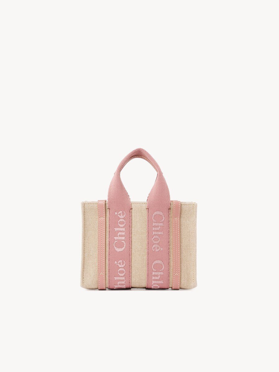 Mini Woody tote bag in linen - 5