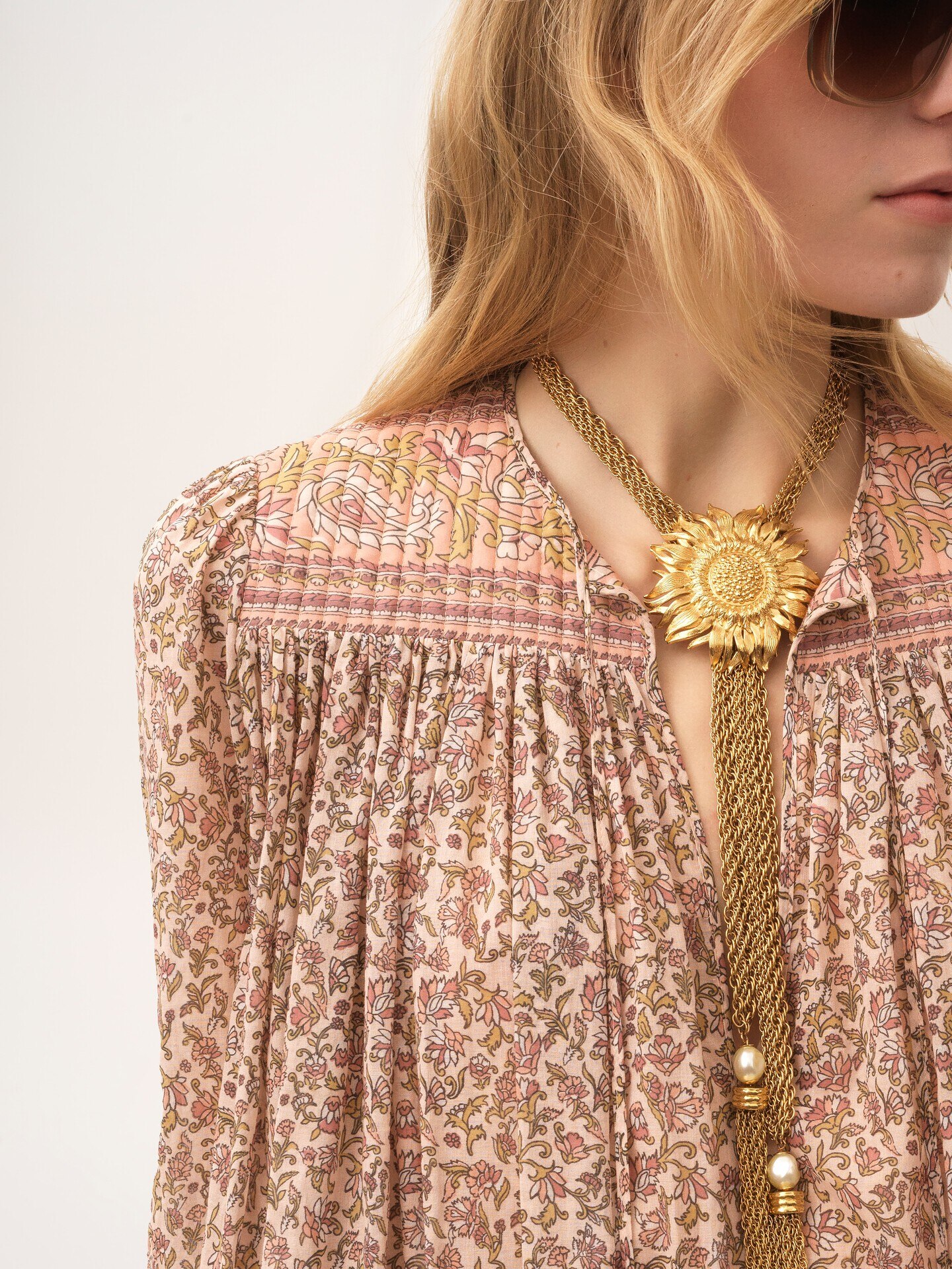 Vestido t&uacute;nica fruncido de gasa de algod&oacute;n - 6