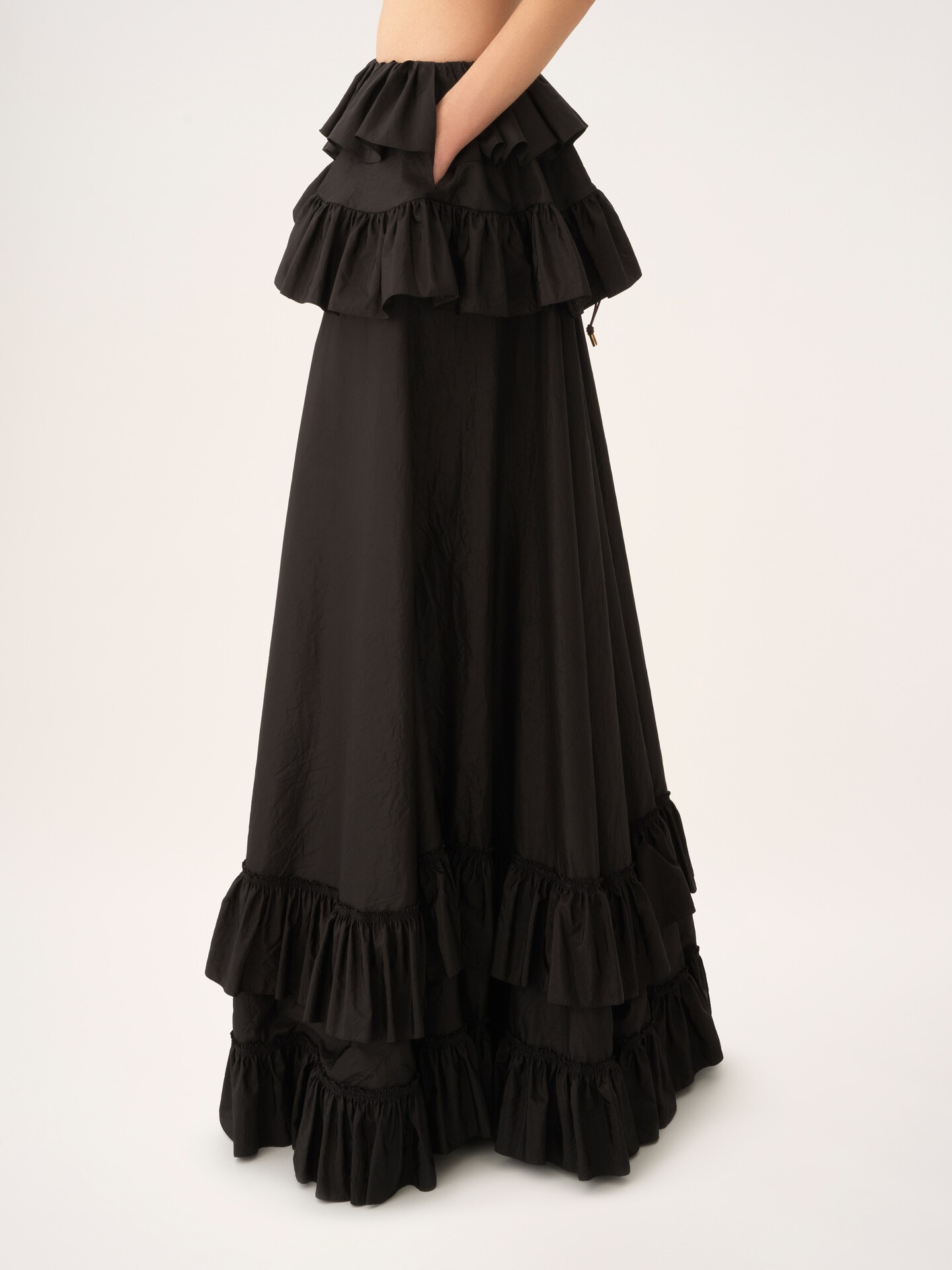 Tiered maxi skirt in washed silk taffeta - 5