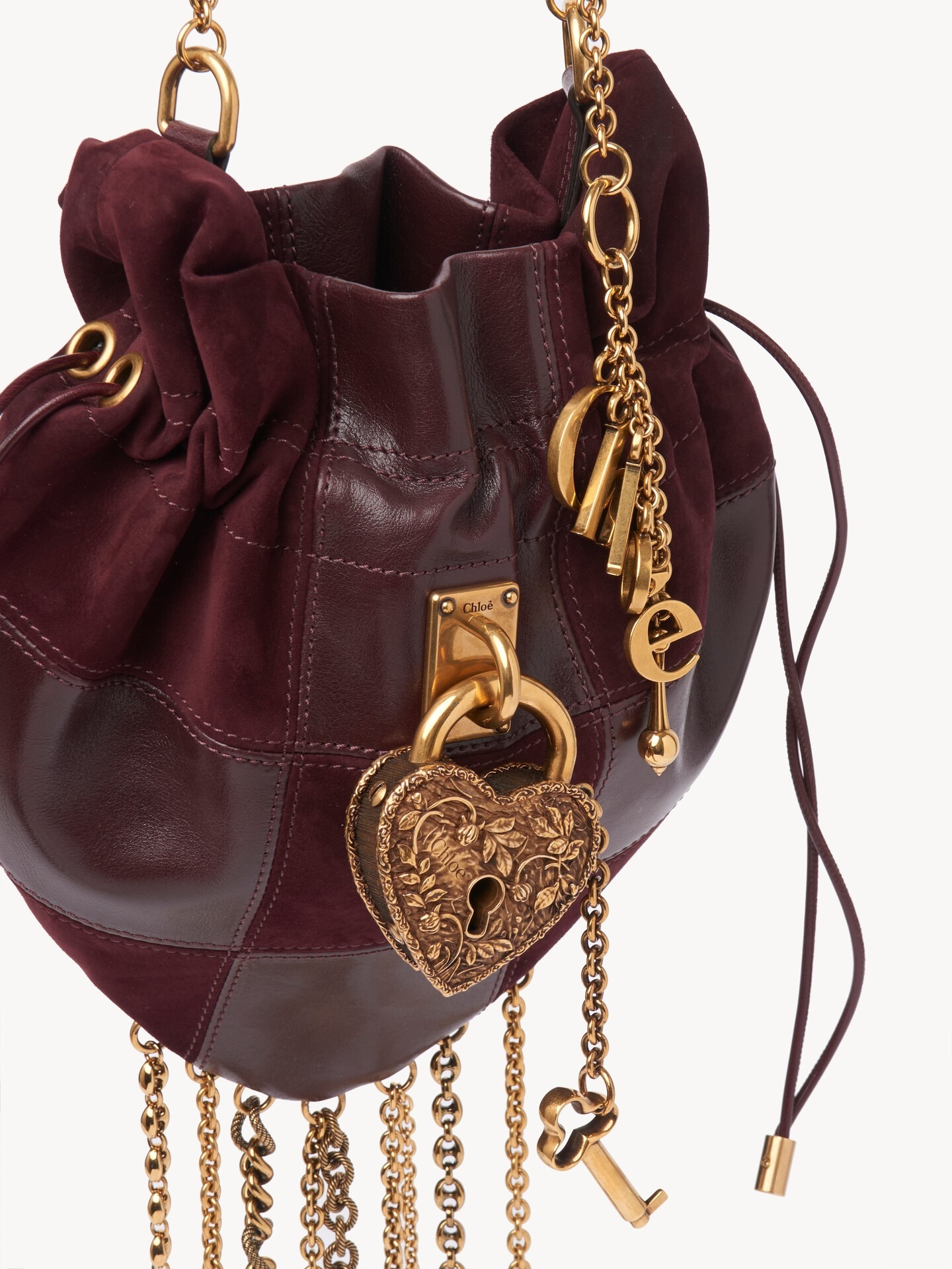 Sac bandouli&egrave;re Ch&acirc;teau Treasures en cuir grain&eacute; et cuir velours - 8