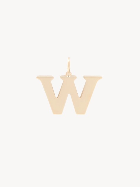 Alphabet letter W charm in brass