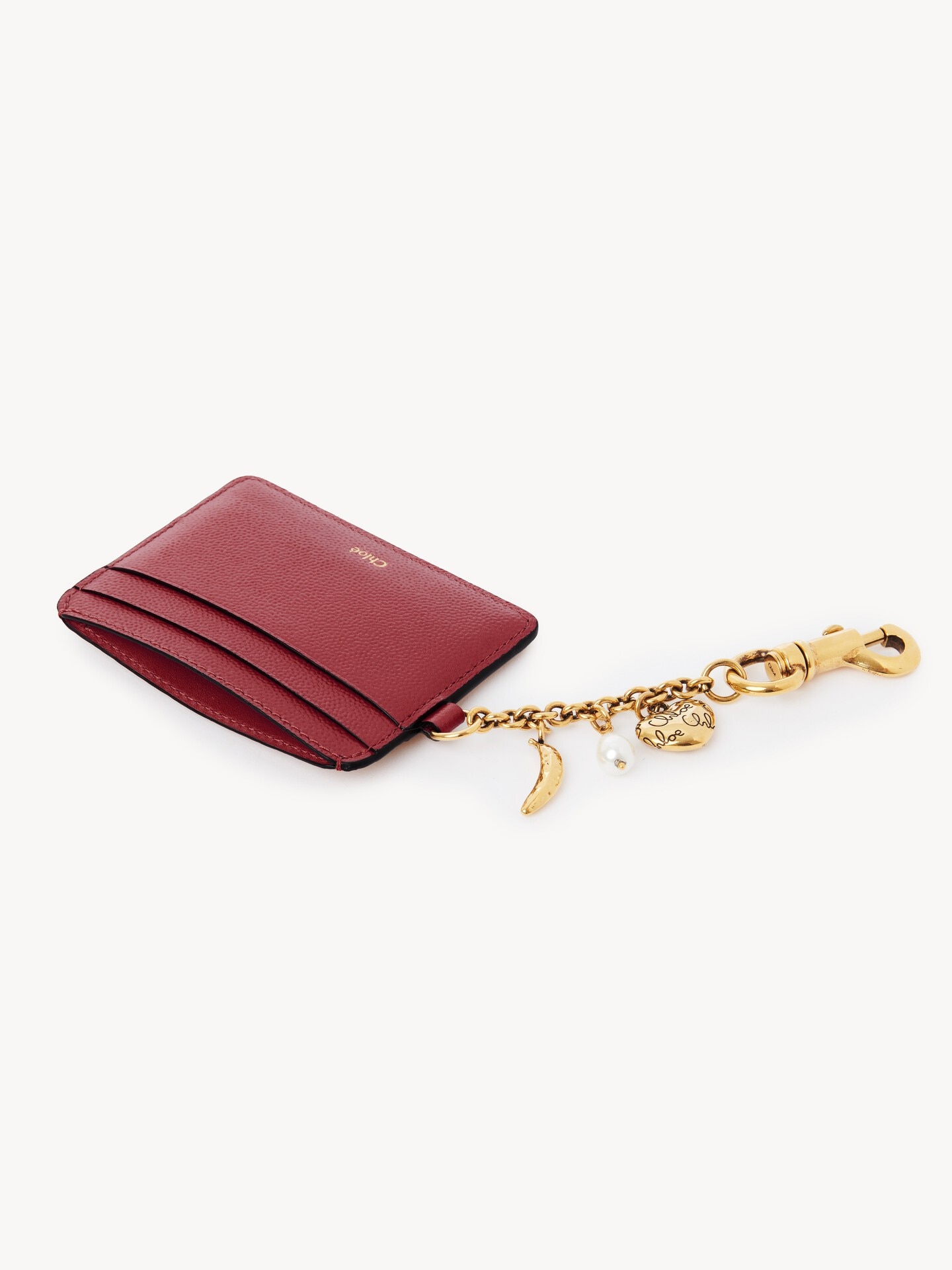 Chlo&eacute; Charms card holder in grained leather - 5