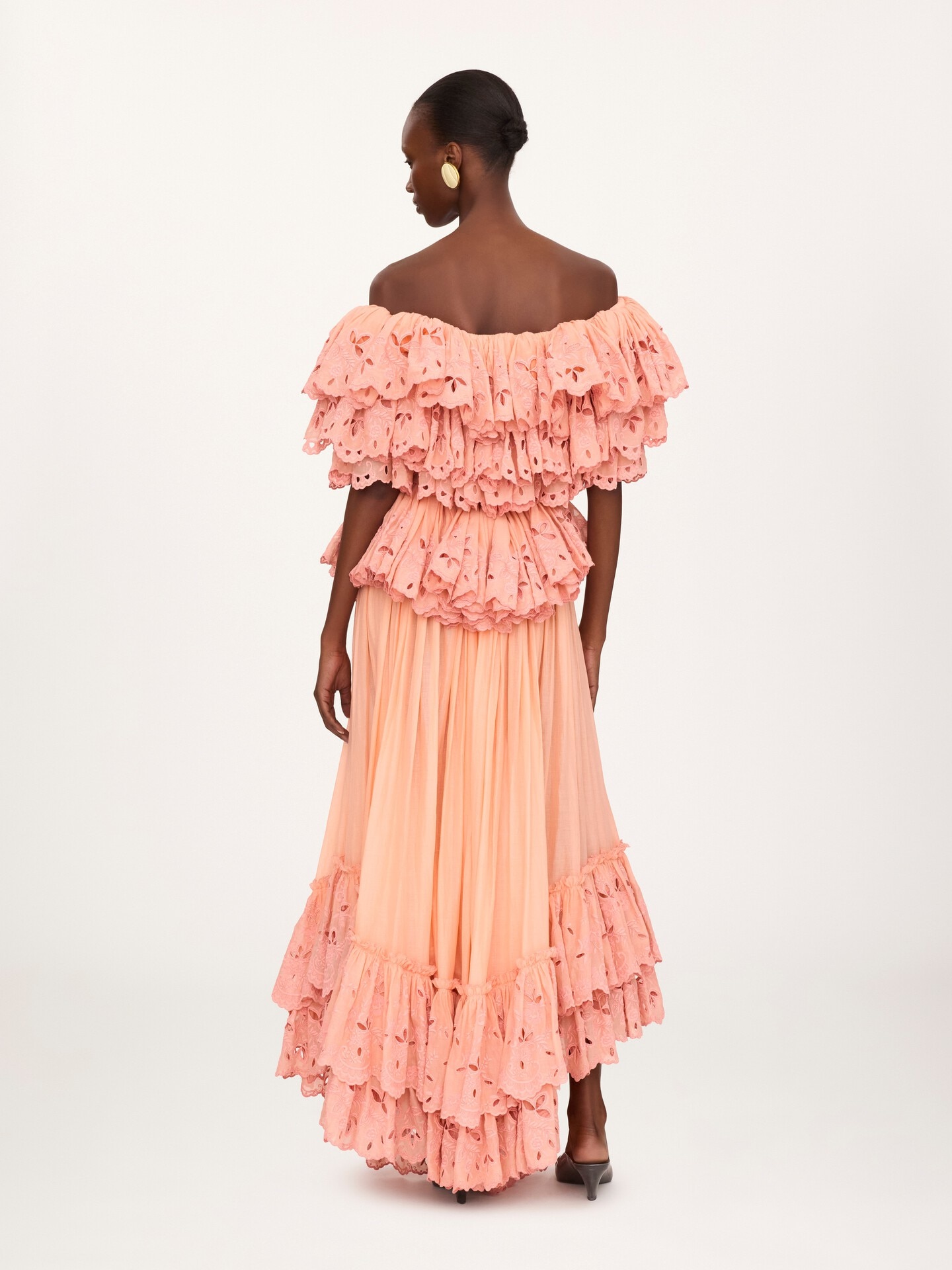 Langes ger&uuml;schtes Kleid aus Baumwollvoile - 5