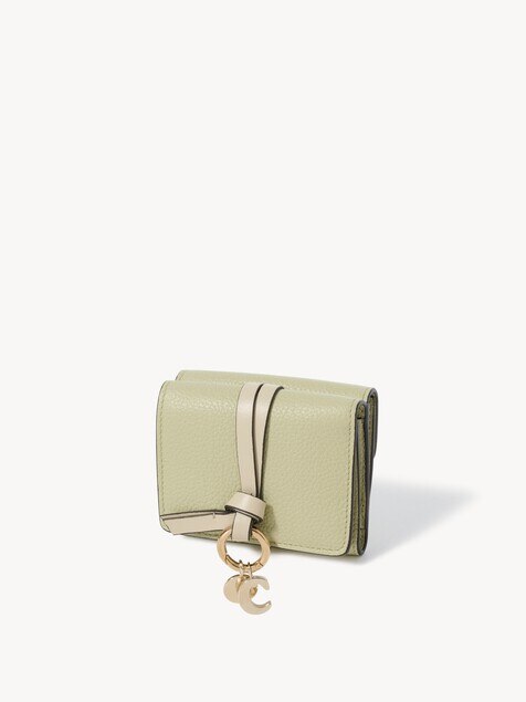 Mini Alphabet tri-fold in grained leather