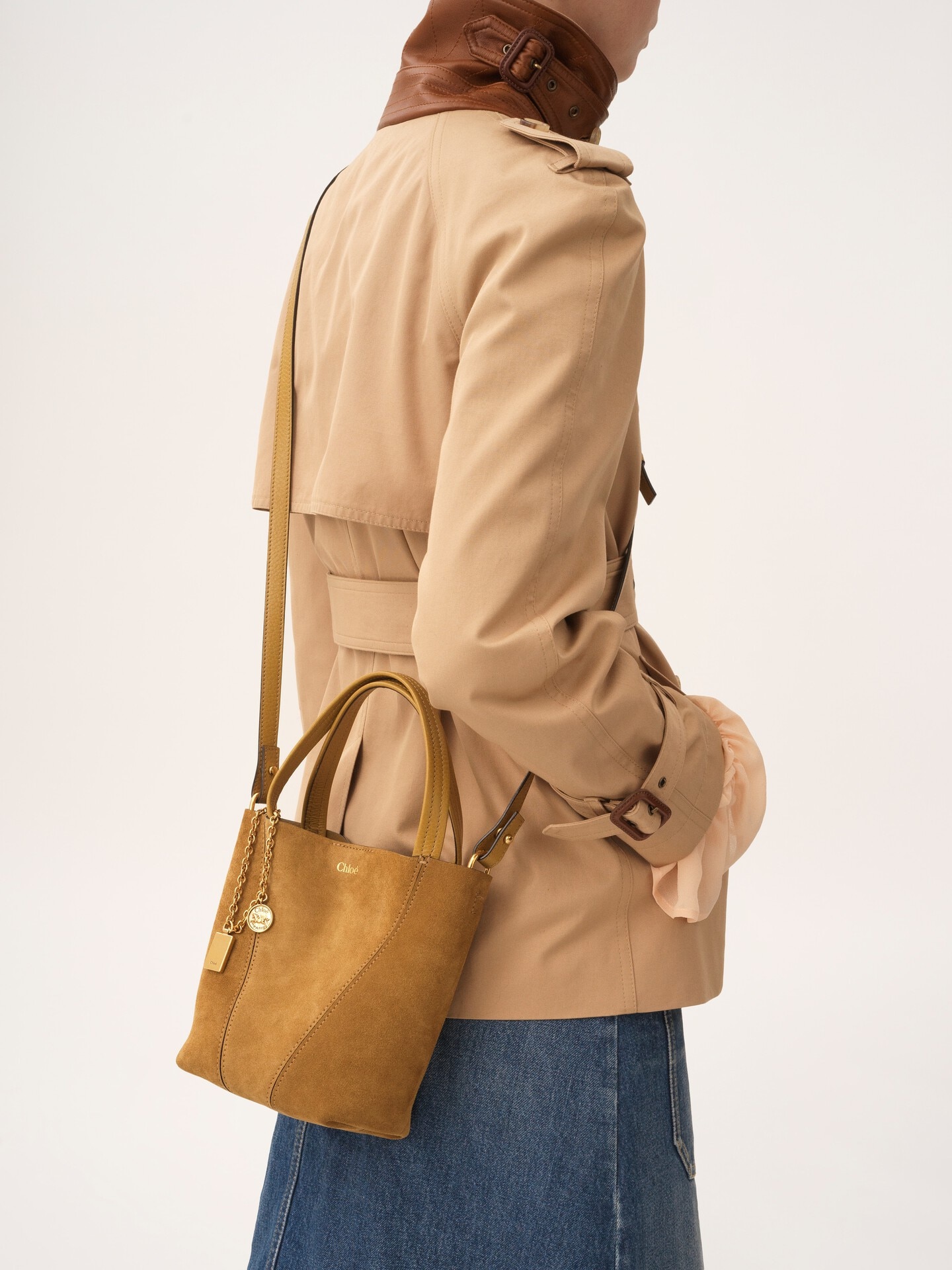 Small Chlo&eacute; Spin tote bag in suede leather - 4