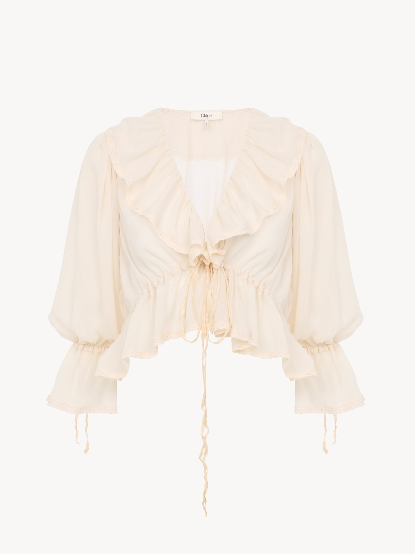 Ruffled long skirt in silk mousseline - 2