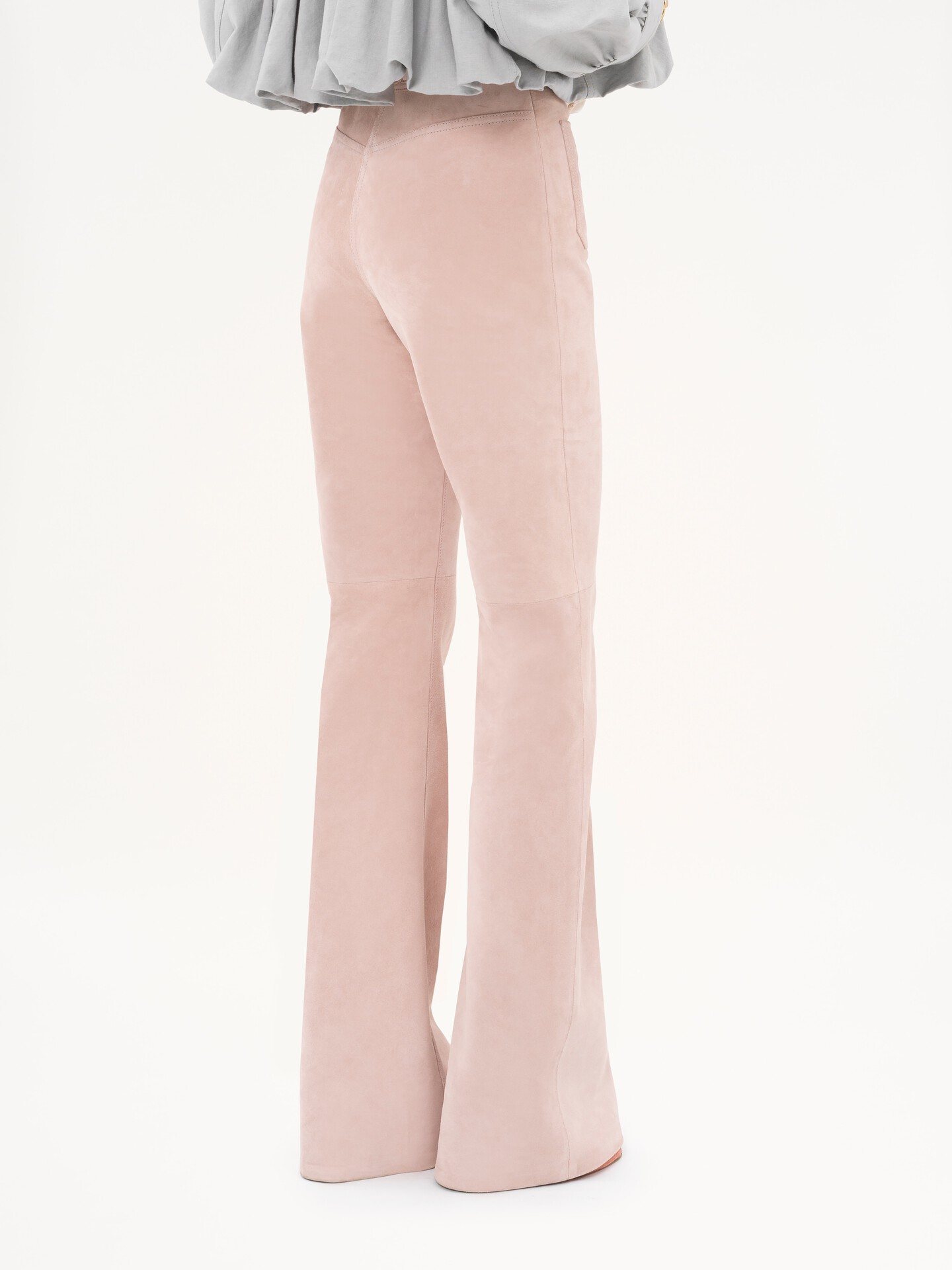 High-rise flared trousers in suede - 4