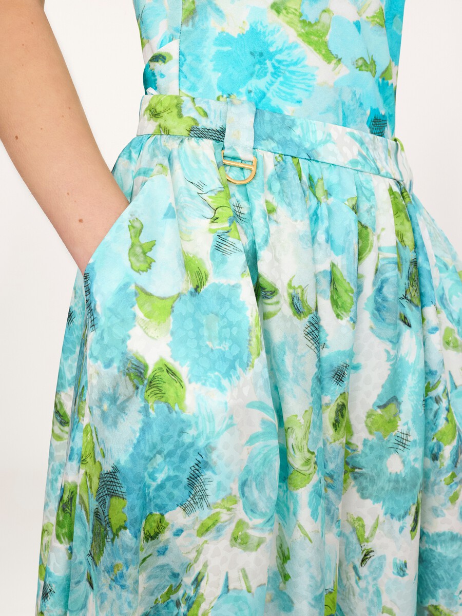 Pleated flowy trousers in silk jacquard - 6