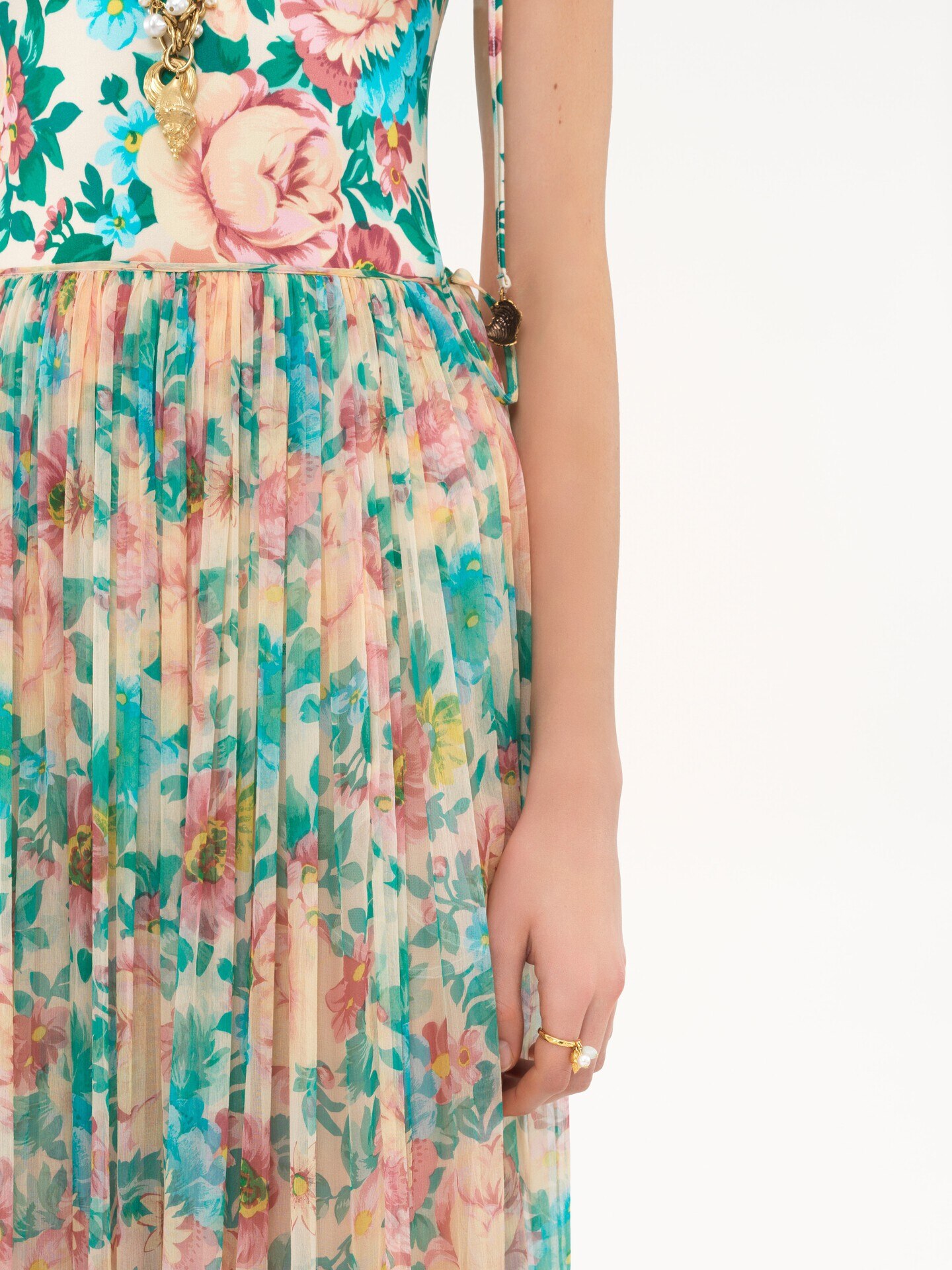 Gathered maxi skirt in silk mousseline Seedpearl Beige Chloé