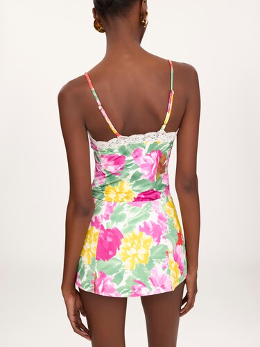 Garden-print high-waisted swim skirt - 5