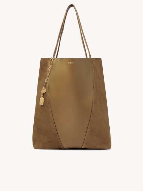 Large Chlo&eacute; Spin tote bag in grained & suede leather