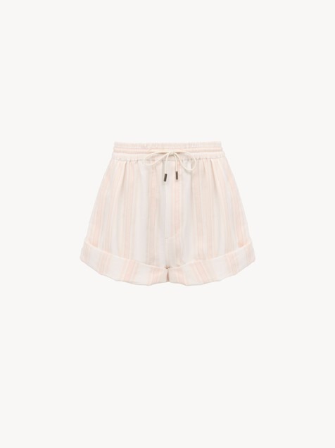 Turn-up drawstring shorts in cotton