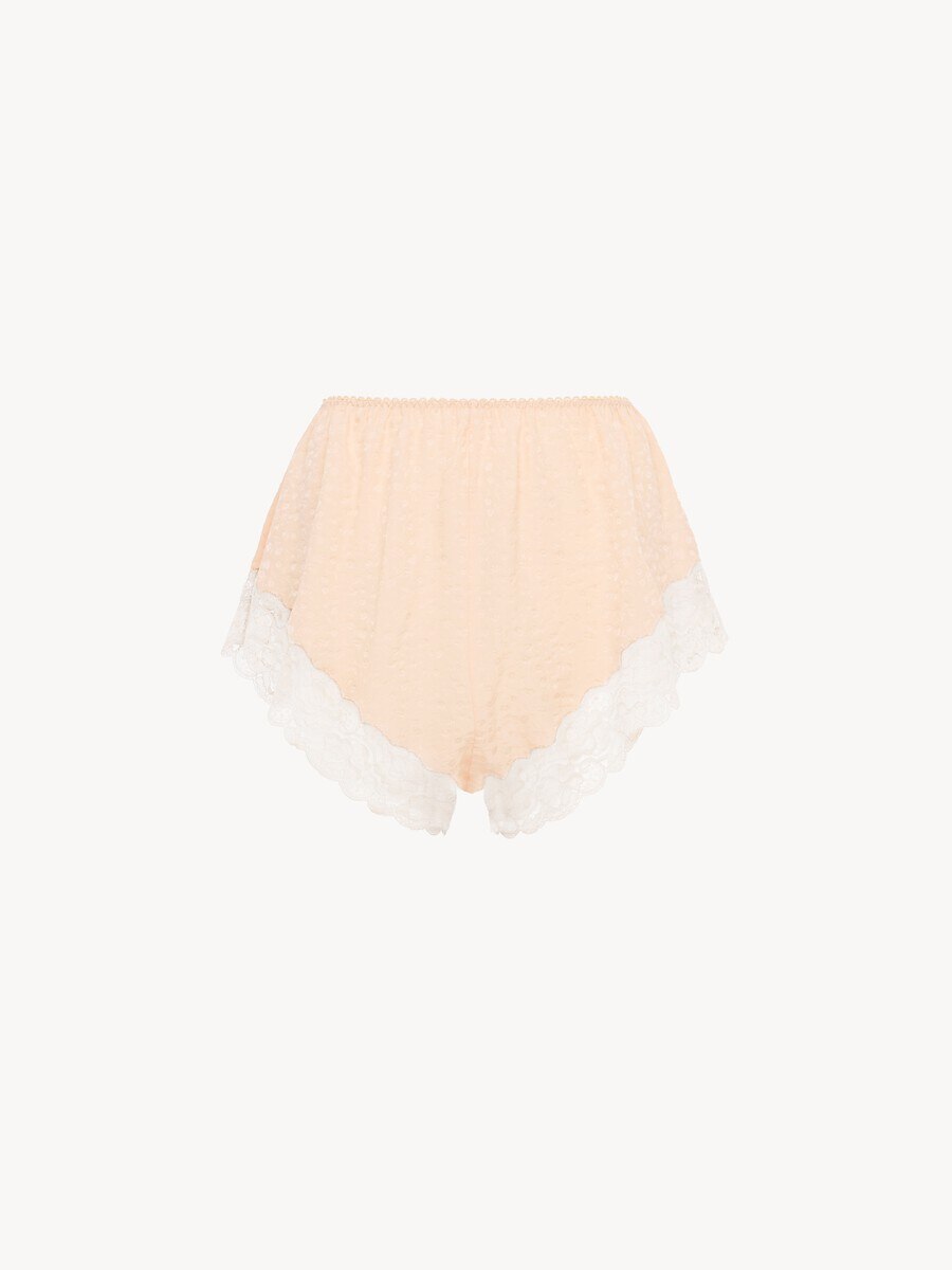 Lingerie shorts in silk jacquard & lace - 2