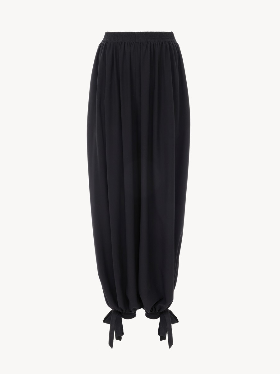 Fluid pleated pants in cr&ecirc;pe de chine - 2