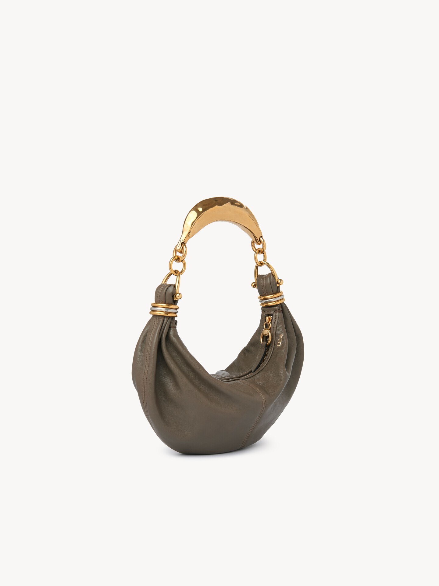 Small Bracelet hobo Bag in grained leather - 4