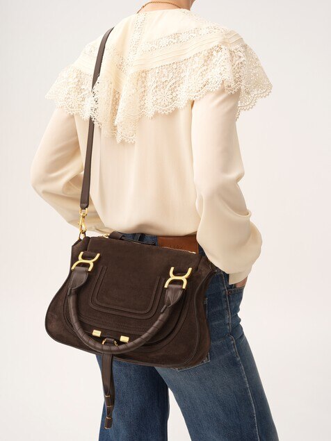 Small Marcie bag in suede leather
