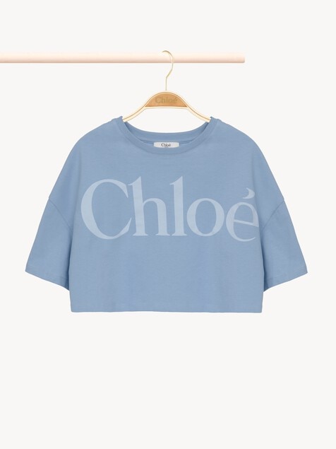 Camiseta cropped con logotipo infantil