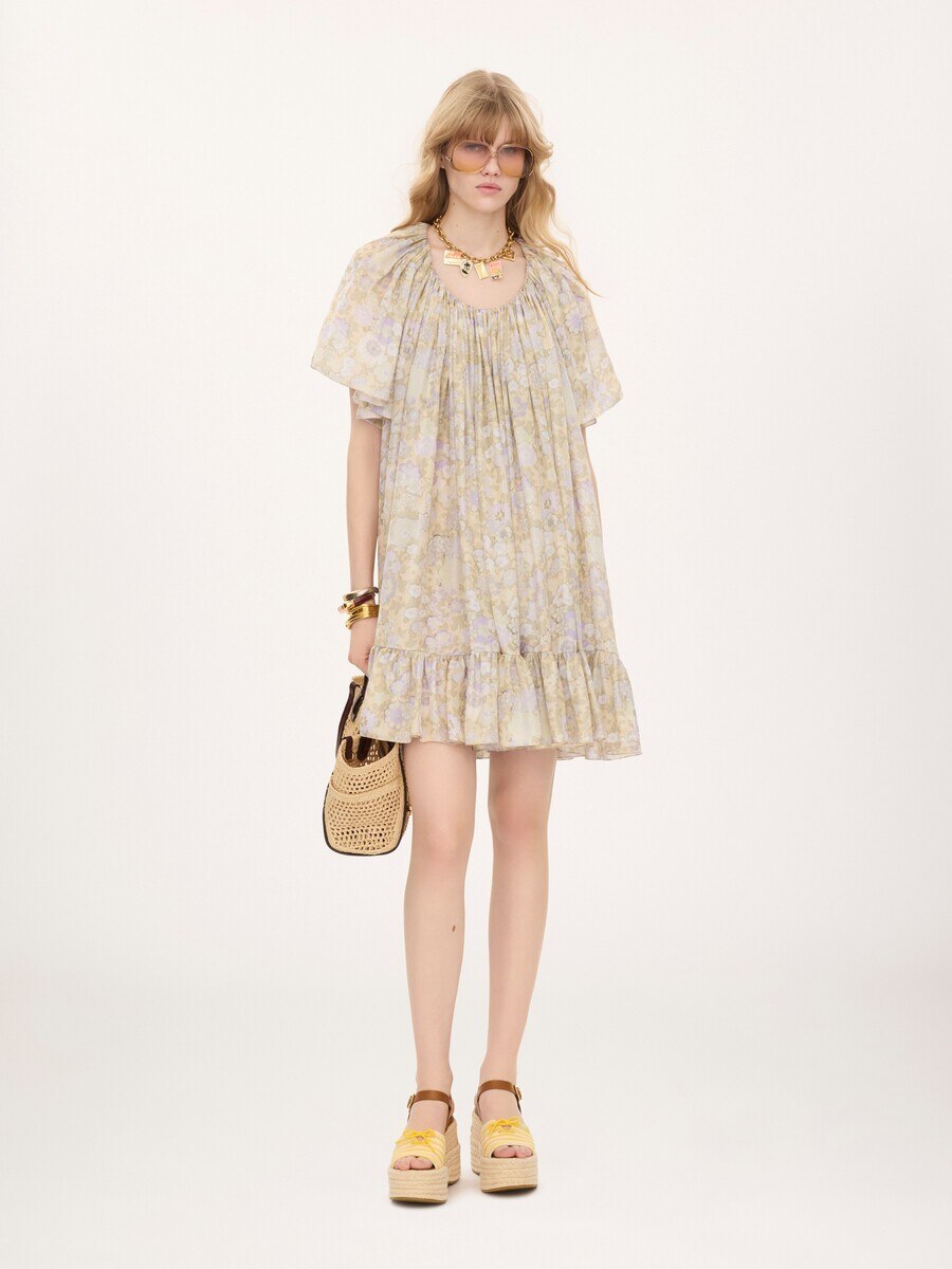Short pleated dress in silk charmeuse - 3