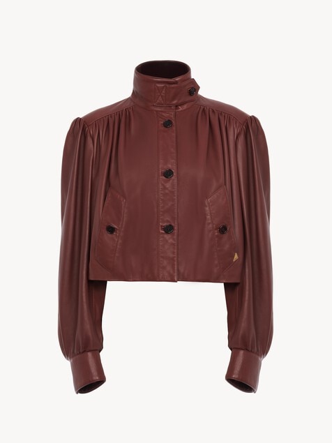 Veste boule fronc&eacute;e en cuir