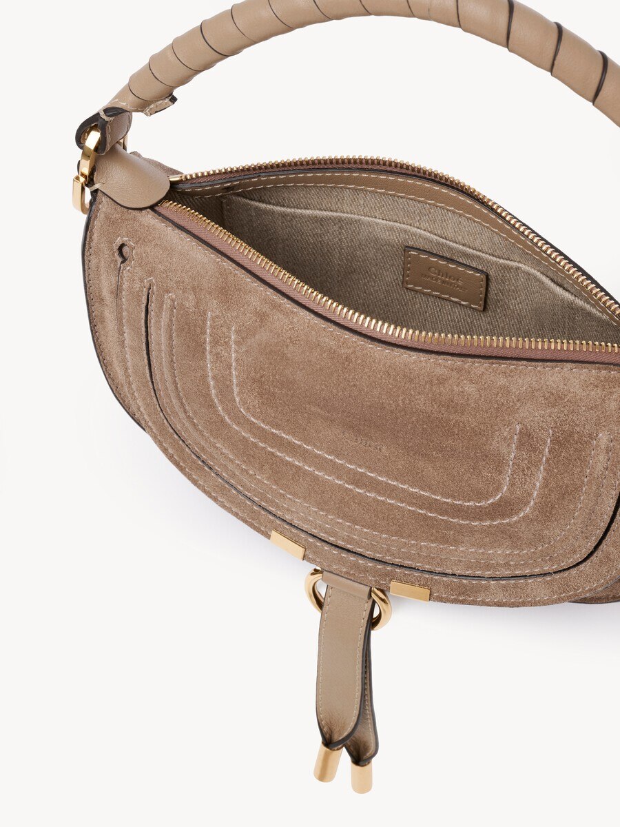 Mini sac port&eacute; &eacute;paule Marcie en cuir velours - 6