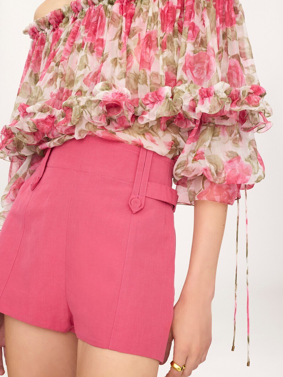 High-rise mini shorts in a linen-cotton mix - 8
