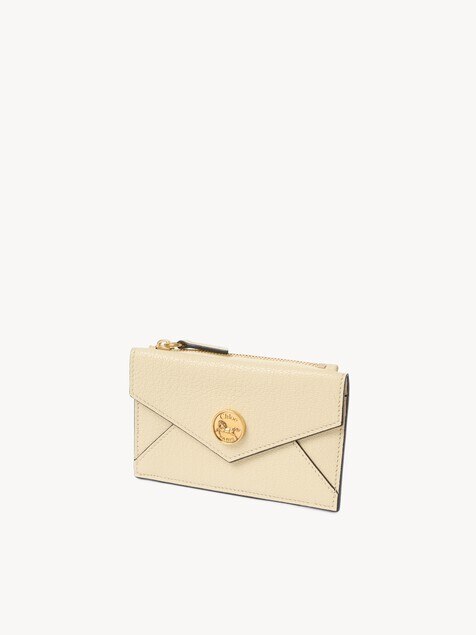 Small Envelope purse with card slots in grained leather