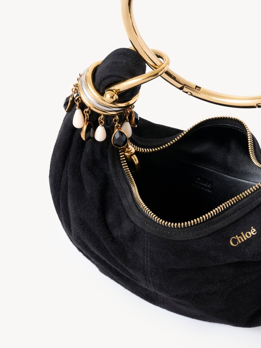 Mini Beaded Bracelet Hobo bag in suede leather - 4