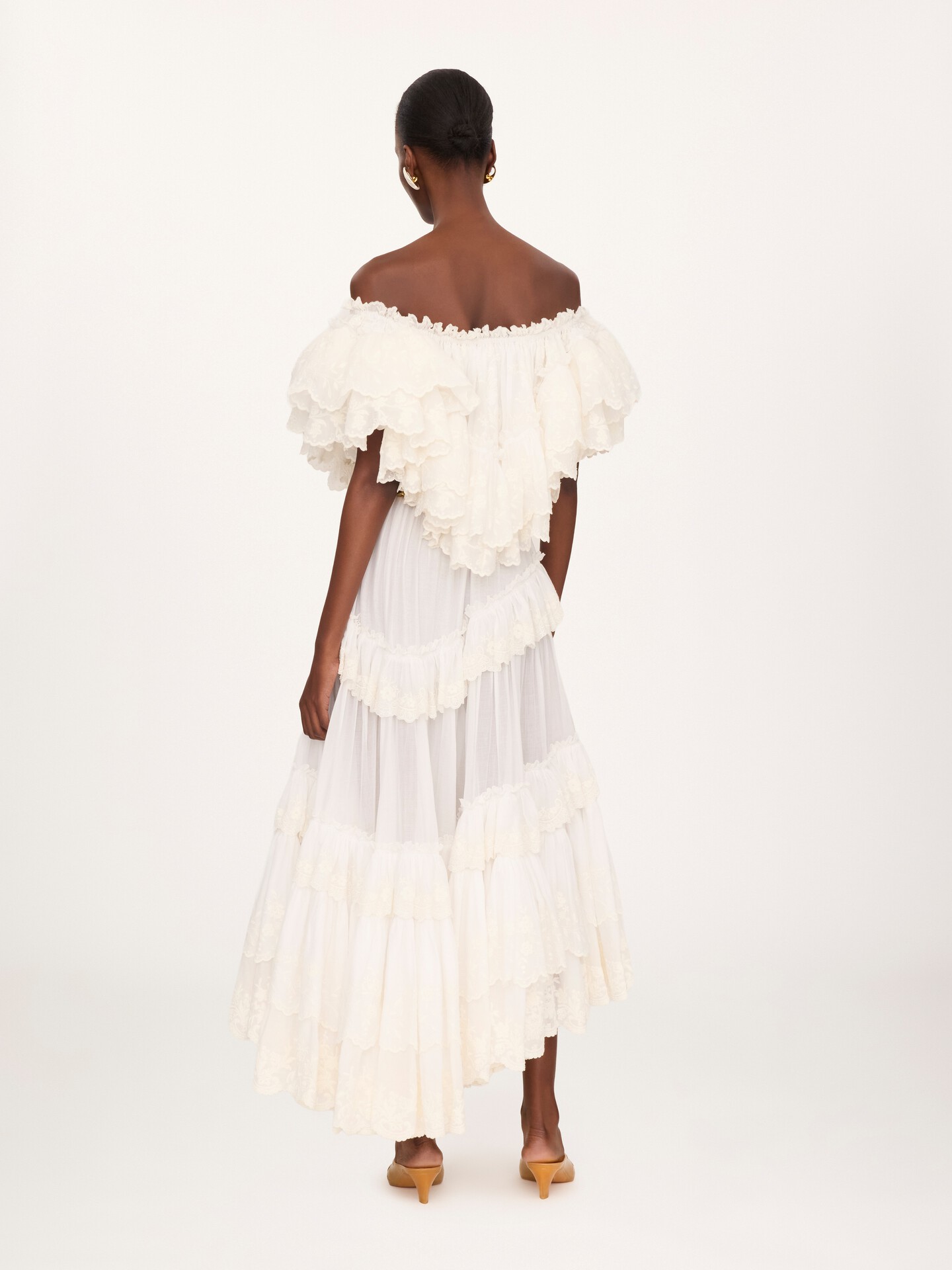 Long ruffled dress in cotton voile - 5.0